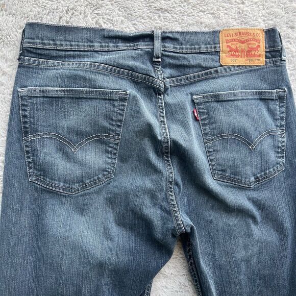 Levi's Men’s 505 Regular Fit Jeans Dark Blue Wash Stretch 36X35 00505-1330 - Picture 10 of 11